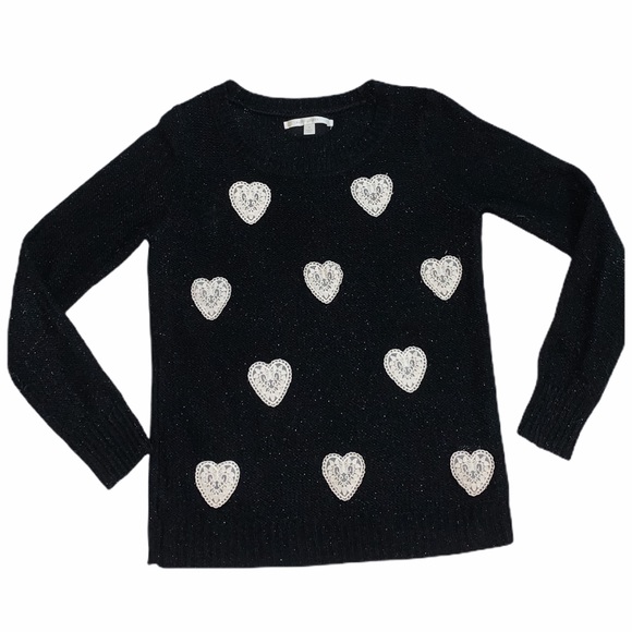LC Lauren Conrad Sweaters - LC Lauren Conrad black knit sweater with hearts